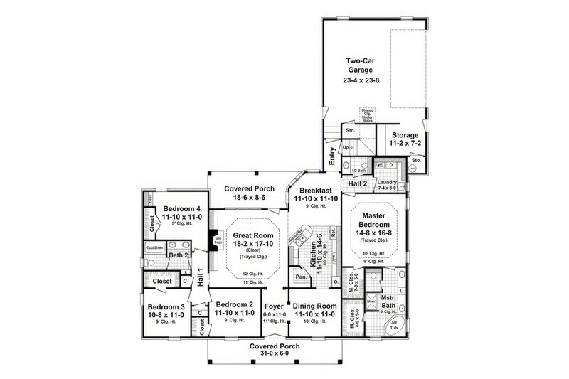 Architectural House Design - Floor Plan - Main Floor for Country House Plan #21-529 - 4 bed, 2.5 bath
