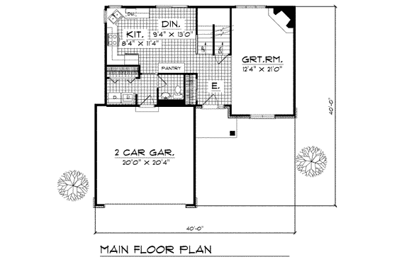 Floor Plan - Main Floor for Traditional House Plan #70-139 - 3 bed, 2.5 bath