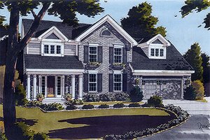 Colonial Exterior - Front Elevation Plan #46-125
