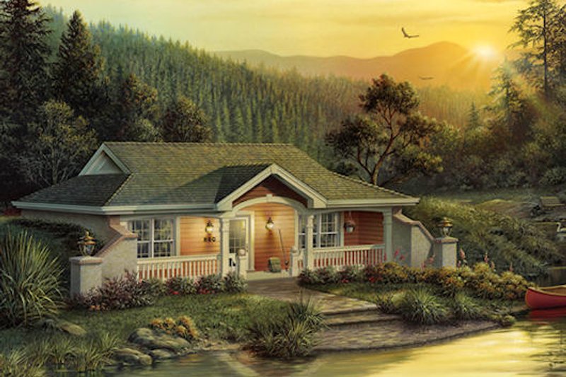 Cottage Style House Plan - 1 Beds 1 Baths 809 Sq/Ft Plan #57-361