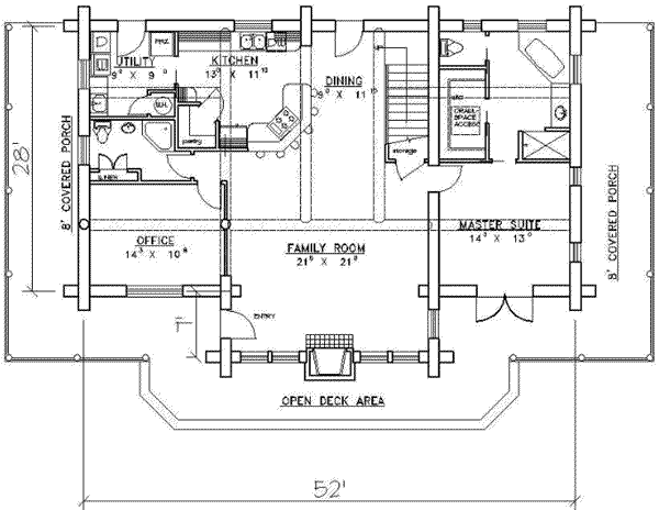 Home Plan - Log Floor Plan - Main Floor Plan #117-101