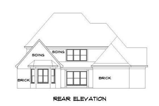 Exterior - Rear Elevation for European House Plan #424-14 - 5 bed, 4.5 bath