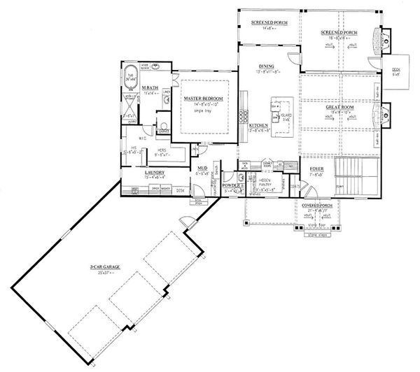 Architectural House Design - Craftsman Floor Plan - Main Floor Plan #437-124