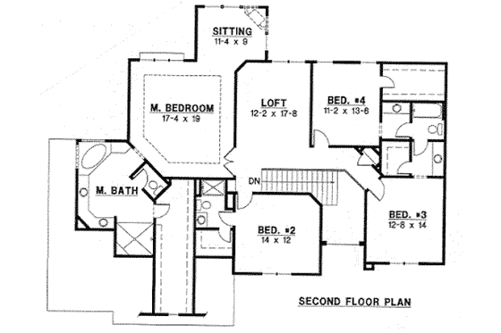 Floor Plan - Upper Floor for Traditional House Plan #67-744 - 4 bed, 3.5 bath