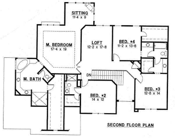 Floor Plan - Upper Floor for Traditional House Plan #67-744 - 4 bed, 3.5 bath