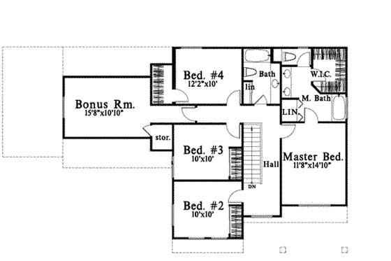 Floor Plan - Upper Floor for Traditional House Plan #78-161 - 4 bed, 2.5 bath