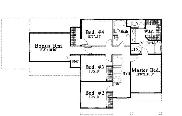 Traditional Floor Plan - Upper Floor Plan #78-161