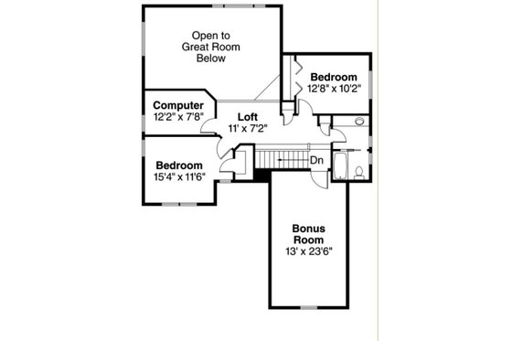 Floor Plan - Upper Floor for Craftsman House Plan #124-820 - 3 bed, 2.5 bath