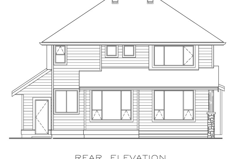 Dream House Plan - Exterior - Rear Elevation for Prairie House Plan #1100-102 - 3 bed, 2.5 bath