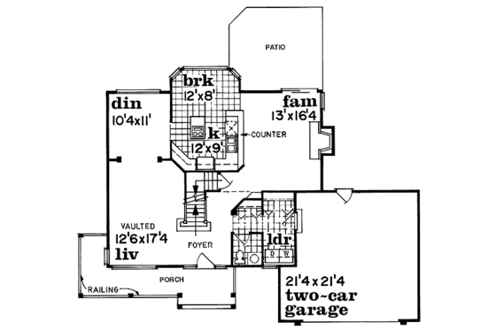 Floor Plan - Main Floor for Traditional House Plan #47-412 - 3 bed, 2.5 bath