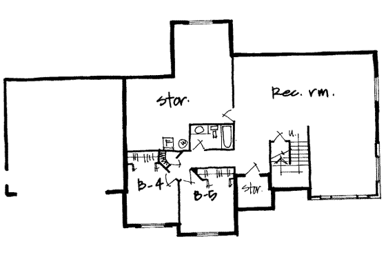 Floor Plan - Lower Floor for Traditional House Plan #308-200 - 5 bed, 3 bath