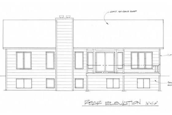 Exterior - Rear Elevation for Ranch House Plan #58-164 - 3 bed, 2 bath