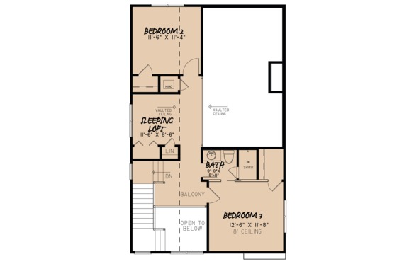 Floor Plan - Upper Floor for Craftsman House Plan #923-81 - 3 bed, 2 bath
