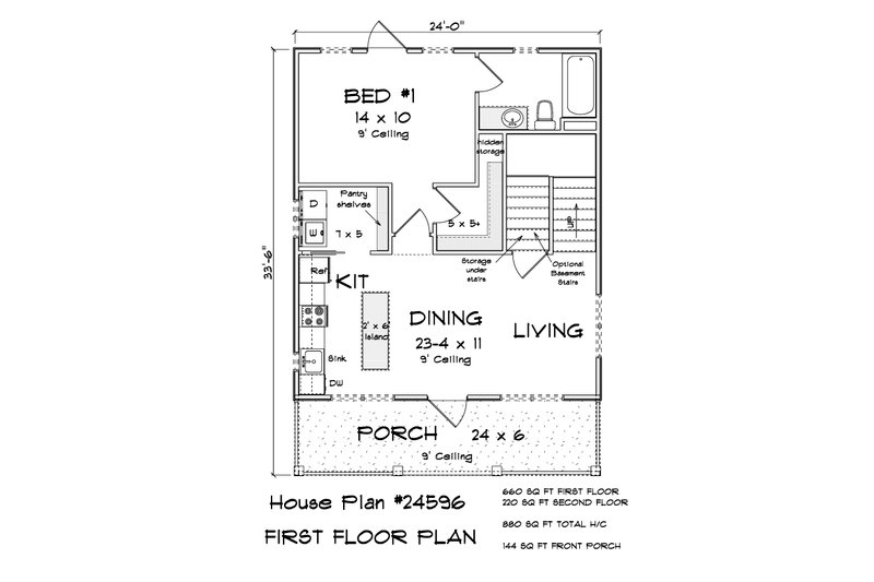 House Plan Design - Floor Plan - Main Floor for Cottage House Plan #513-2389 - 2 bed, 2 bath