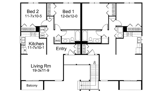 Traditional Floor Plan - Upper Floor Plan #57-419