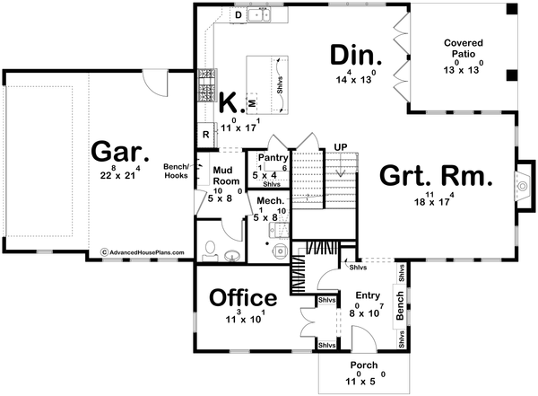 Architectural House Design - Colonial Floor Plan - Main Floor Plan #455-549