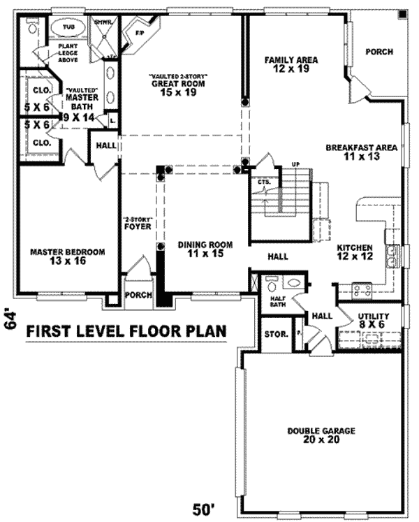 Floor Plan - Main Floor for European House Plan #81-975 - 3 bed, 3.5 bath
