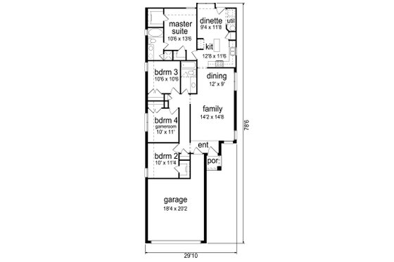Floor Plan - Main Floor for Traditional House Plan #84-639 - 4 bed, 2 bath