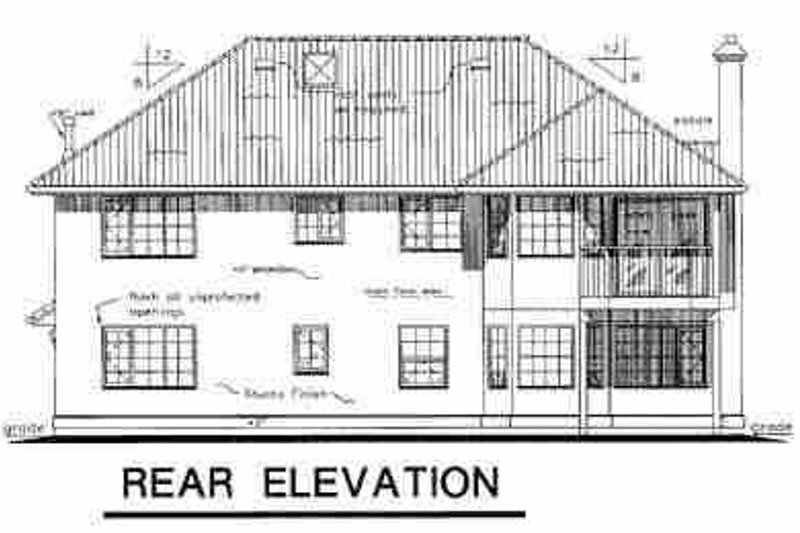 House Blueprint - Exterior - Rear Elevation for European House Plan #18-211 - 3 bed, 2 bath