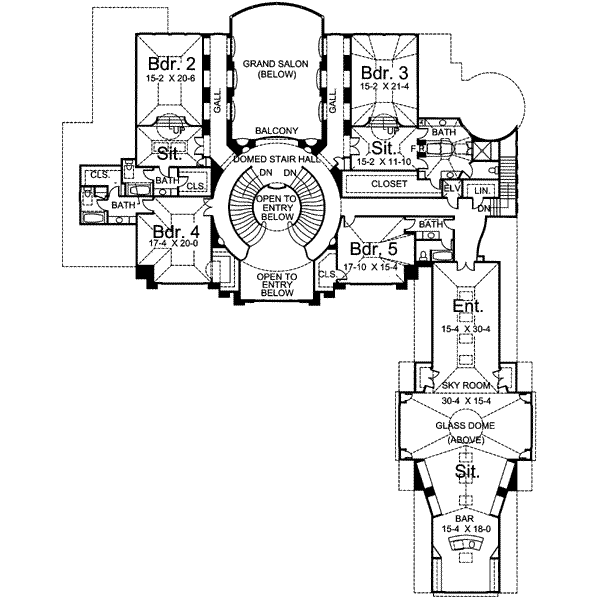 House Blueprint - Classical Floor Plan - Upper Floor Plan #119-164