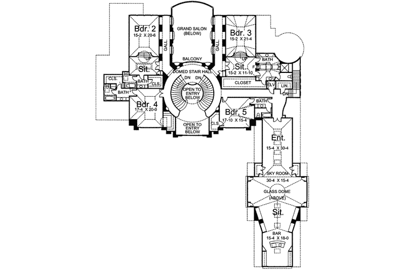 House Plan Design - Floor Plan - Upper Floor for Classical House Plan #119-164 - 5 bed, 6.5 bath