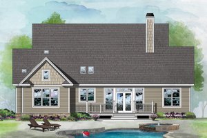 Exterior - Rear Elevation for Ranch House Plan #929-1091 - 3 bed, 2 bath
