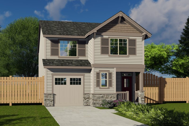 Bungalow Style House Plan - 3 Beds 2.5 Baths 1320 Sq/Ft Plan #53-416 Exterior
