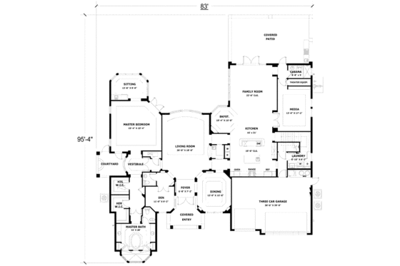 Floor Plan - Main Floor for Mediterranean House Plan #420-162 - 4 bed, 5.5 bath