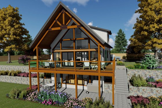 A Frame House Plan with Soaring Windows