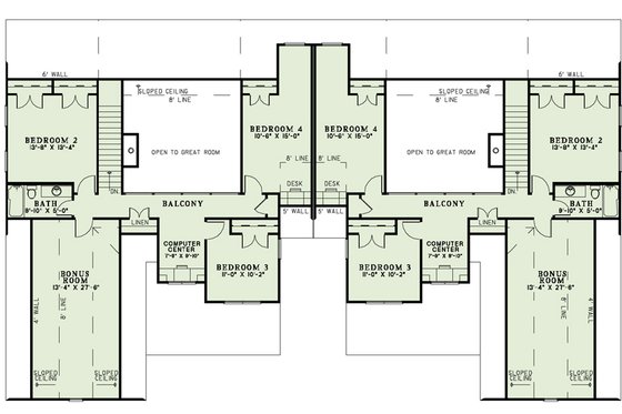 Floor Plan - Upper Floor for Traditional House Plan #17-2485 - 4 bed, 2.5 bath