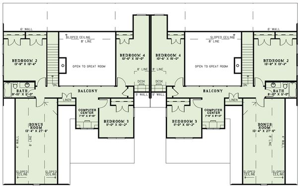 Architectural House Design - Traditional Floor Plan - Upper Floor Plan #17-2485