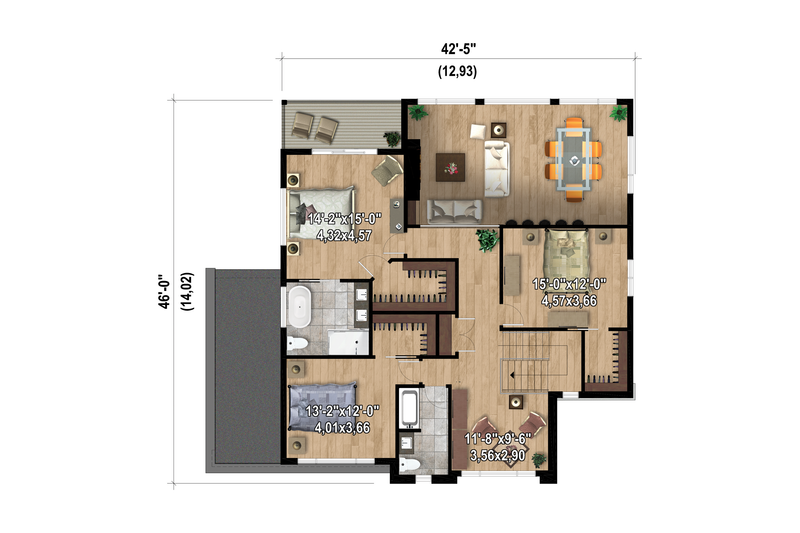 Dream House Plan - Floor Plan - Upper Floor for European House Plan #25-4986 - 3 bed, 2 bath