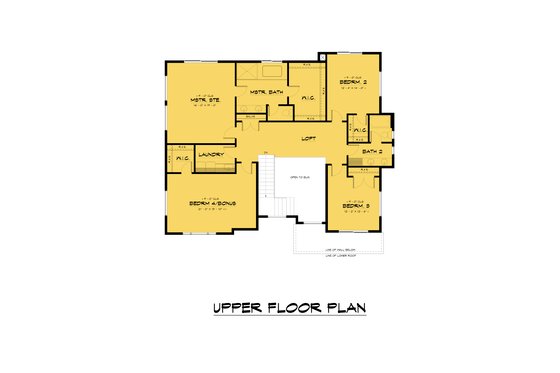 Floor Plan - Upper Floor for Contemporary House Plan #1066-166 - 5 bed, 4 bath