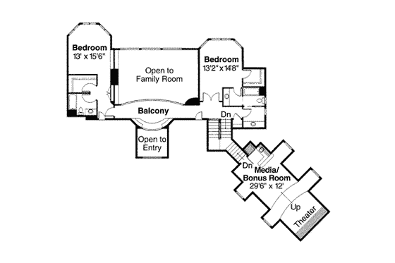 Floor Plan - Upper Floor for European House Plan #124-324 - 3 bed, 3.5 bath