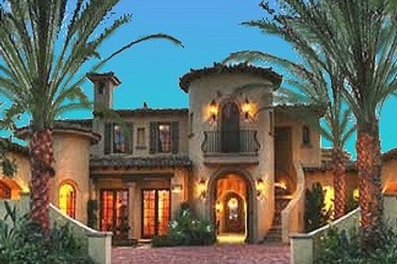 Exterior - Front Elevation for Mediterranean House Plan #135-165 - 4 bed, 4.5 bath