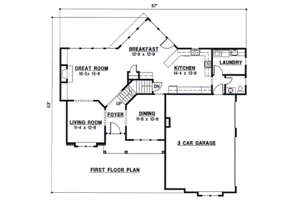 Floor Plan - Main Floor for Traditional House Plan #67-277 - 4 bed, 4 bath