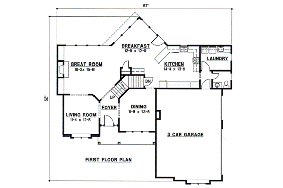 Floor Plan - Main Floor for Traditional House Plan #67-277 - 4 bed, 4 bath