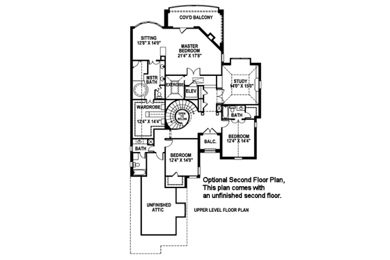 Floor Plan - Upper Floor for Modern House Plan #141-290 - 3 bed, 4.5 bath