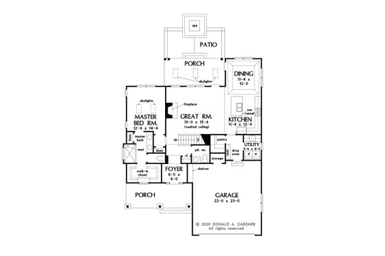 Floor Plan - Main Floor for Farmhouse House Plan #929-1124 - 3 bed, 2.5 bath