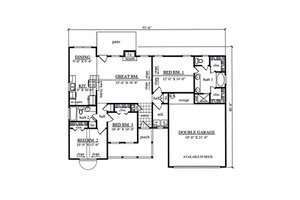 Floor Plan - Main Floor for Farmhouse House Plan #42-403 - 3 bed, 2 bath