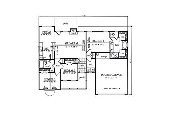 Floor Plan - Main Floor for Farmhouse House Plan #42-403 - 3 bed, 2 bath