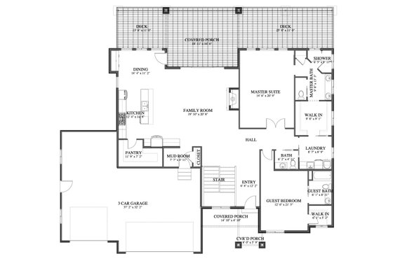 Floor Plan - Main Floor for Craftsman House Plan #1060-354 - 2 bed, 2 bath