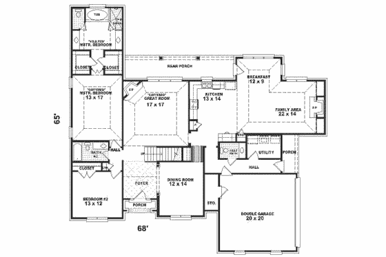Floor Plan - Main Floor for Traditional House Plan #81-343 - 3 bed, 3.5 bath