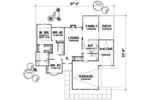 Floor Plan - Main Floor for Traditional House Plan #50-266 - 3 bed, 2 bath
