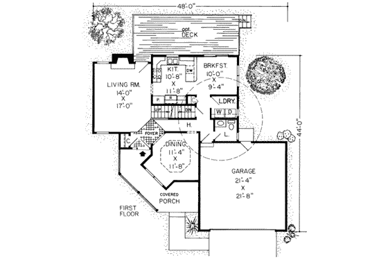 Floor Plan - Main Floor for Traditional House Plan #312-535 - 3 bed, 2.5 bath