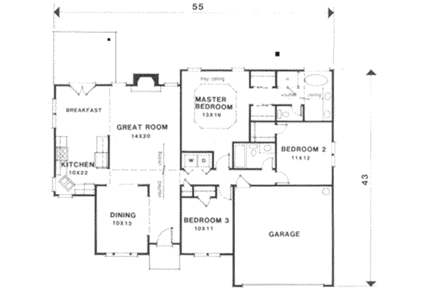 Traditional Floor Plan - Main Floor Plan #129-152