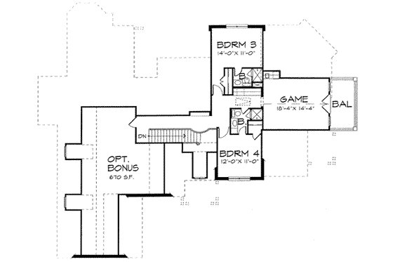 Floor Plan - Upper Floor for European House Plan #141-124 - 4 bed, 4.5 bath
