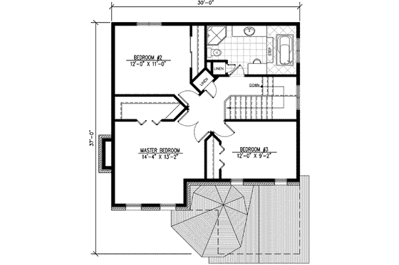 Floor Plan - Upper Floor for Cottage House Plan #138-138 - 3 bed, 1.5 bath