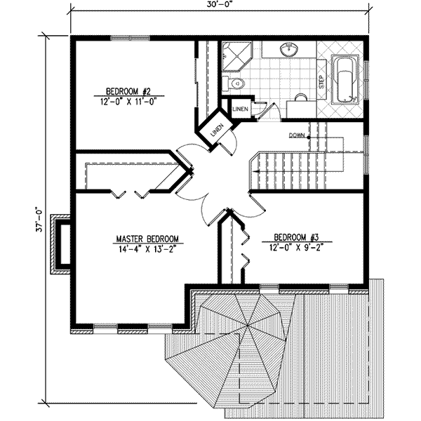Floor Plan - Upper Floor for Cottage House Plan #138-138 - 3 bed, 1.5 bath