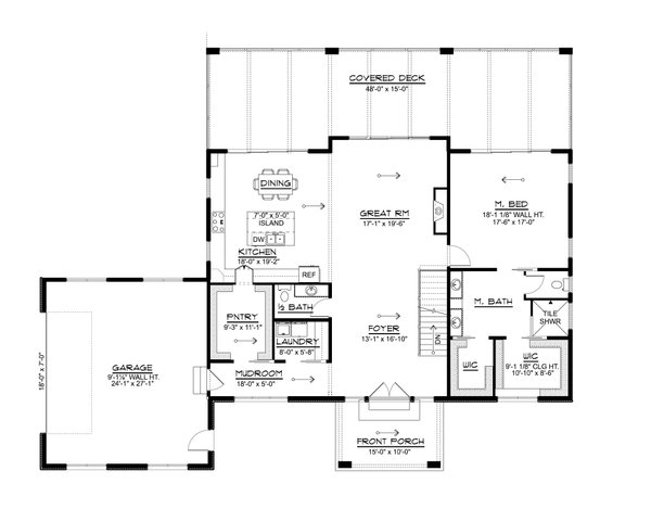 House Blueprint - Contemporary Floor Plan - Main Floor Plan #1064-387